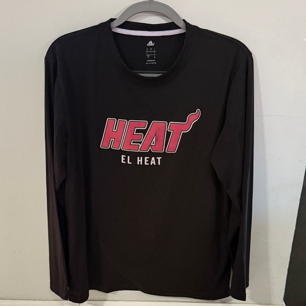 adidas Black Long Sleeve Tee with Pink Print